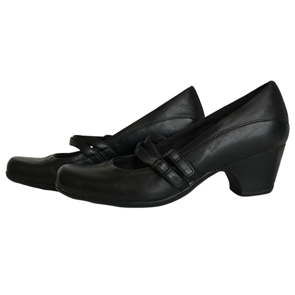 Clarks Leather Active Air Mary Jane Pumps with Double Straps - Size 6.5 - Black - Picture 2 of 9